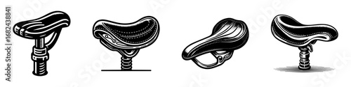 Modern Minimalist Comfort Saddle Icon, Flat Silhouette of a Bicycle Ergonomic Seat Vector for Cycling Illustration Design