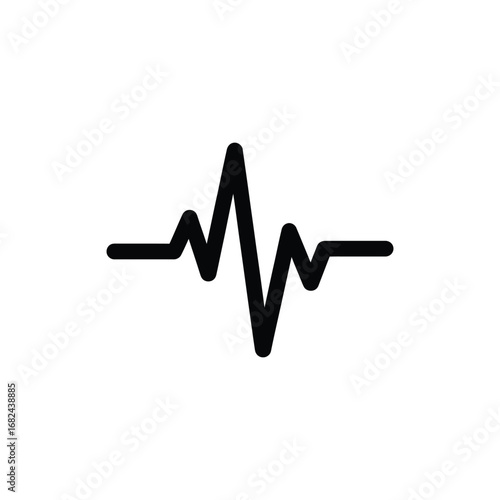 Black Pulse Wave Icon on White Background Heartbeat Rhythm Design