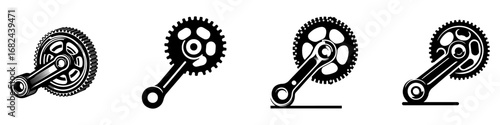 Modern Minimalist Crank Arm Icon, Flat Silhouette of a Bicycle Pedal Lever Vector for Cycling Illustration Design