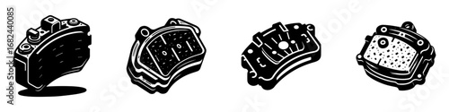 Modern Minimalist Brake Pad Icon, Flat Silhouette of a Bicycle Braking Component Vector for Cycling Illustration Design