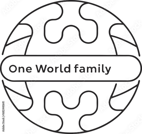 One world family logo, symbolizing global unity, connection, and shared values for a better future