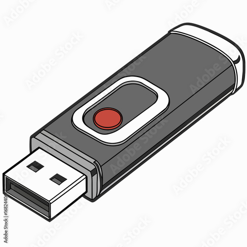 Gray U S B flash drive with red button usb drive storage