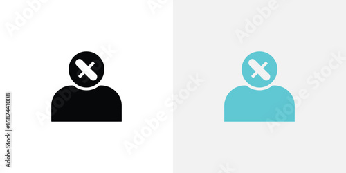 Blocked User Icon Person with X Symbol in Black and Turquoise Colors