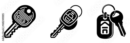 Modern Minimalist Key Icon, Flat Silhouette of a Security Object Vector for Lock and Home Illustration Design