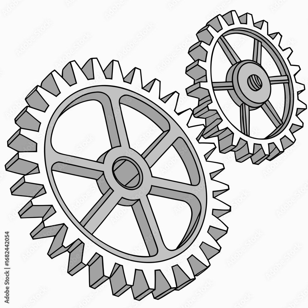 Obraz premium Interlocking metallic gears mechanism mechanical engineering