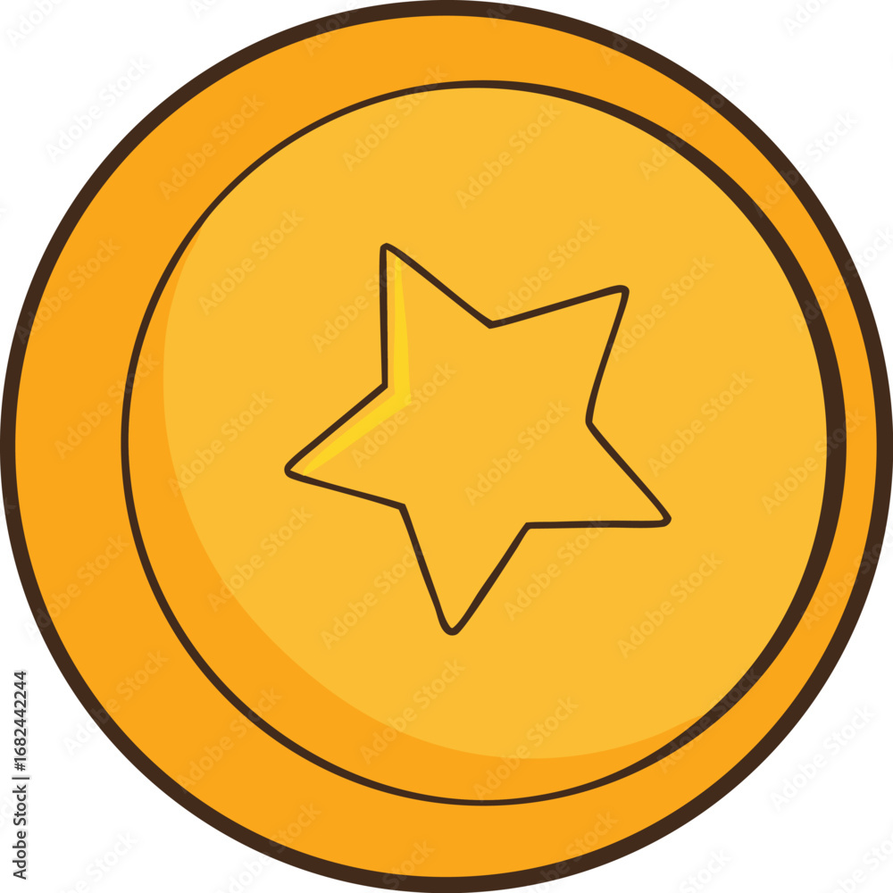 Fototapeta premium Golden coin embossed star icon vector illustration scalable eps for adobe stock transparent background