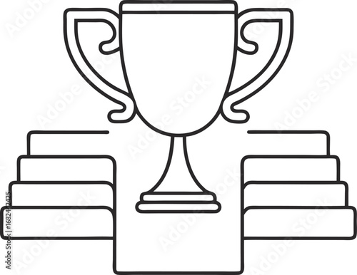 Illustration of a trophy on a podium, , symbolizing success, achievement, and victory in a competition or contest