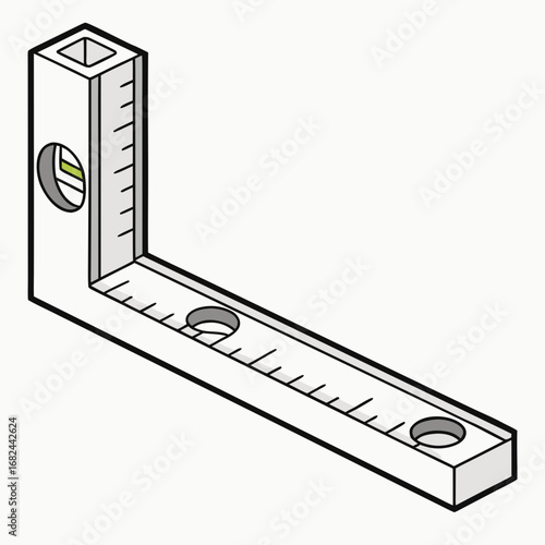 L shaped level ruler with markings L-shaped measuring tool