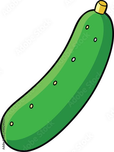 Glossy whole green cucumber vector illustration fresh healthy vegetable for healthy food design transparent background