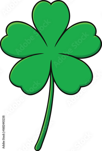 Fresh green five leaf clover sprig isolated for spring and luck vector illustration transparent background