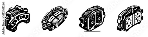 Modern Minimalist Brake Pad Icon, Flat Silhouette of an Automotive Braking Component Vector for Vehicle Illustration Design