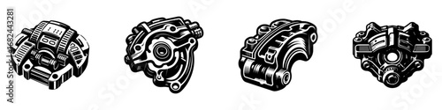 Modern Minimalist Brake Caliper Icon, Flat Silhouette of an Automotive Braking Component Vector for Vehicle Illustration Design