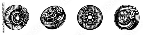 Modern Minimalist Brake Disc Icon, Flat Silhouette of an Automotive Braking Component Vector for Vehicle Illustration Design
