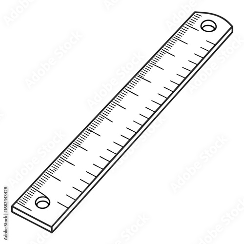 Metallic ruler with measurement markings measuring