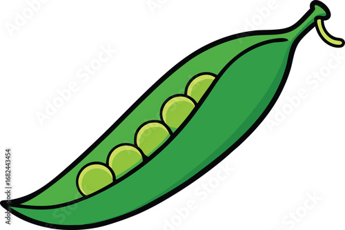 Fresh open green pea pod with seeds vector illustration healthy food graphic transparent background