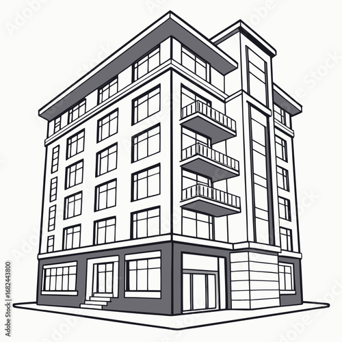 Modern residential building with balconies and windows