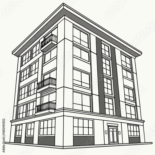 Modern residential building with balconies and windows