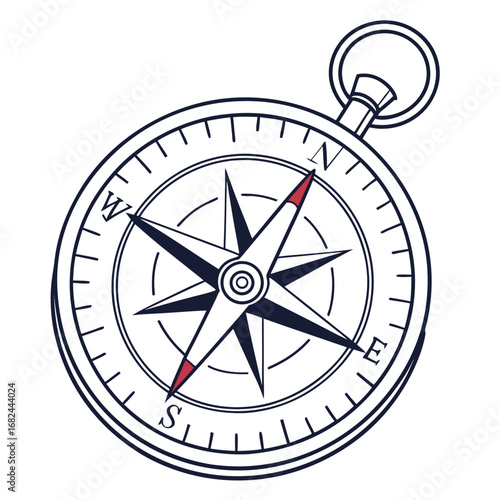 Nautical compass with cardinal directions navigation