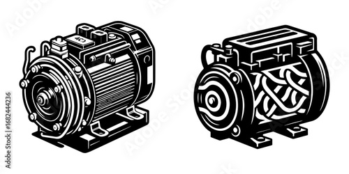 Modern Minimalist AC Compressor Icon, Flat Silhouette of an Automotive Air Conditioning Component Vector for Vehicle Illustration Design