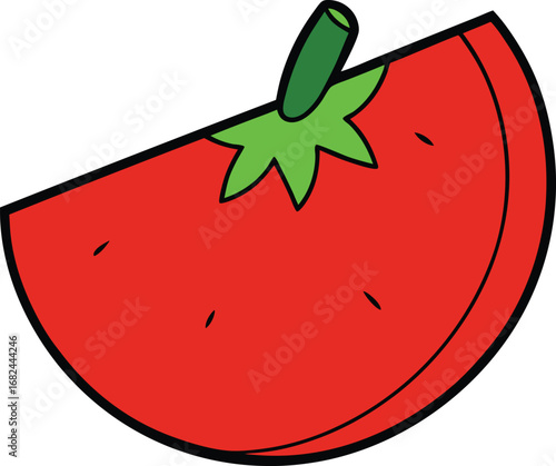 Juicy red tomato wedge vector illustration healthy food graphic scalable eps transparent background