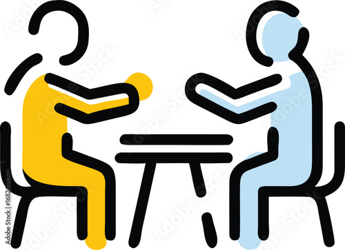 Vector art of people in meeting having conversation