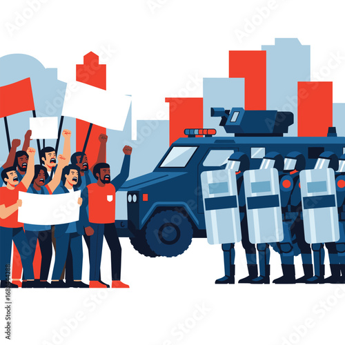 Protesters And Police Vehicle Clash