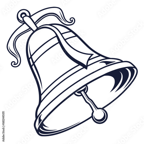 Ornate bell with decorative ribbon ringing sound
