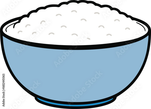 White ceramic bowl filled with cooked rice vector illustration transparent background