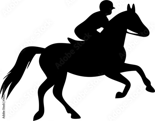 Equestrian Silhouette Vector | Horse Rider Outline | Horseback Riding Sport Design