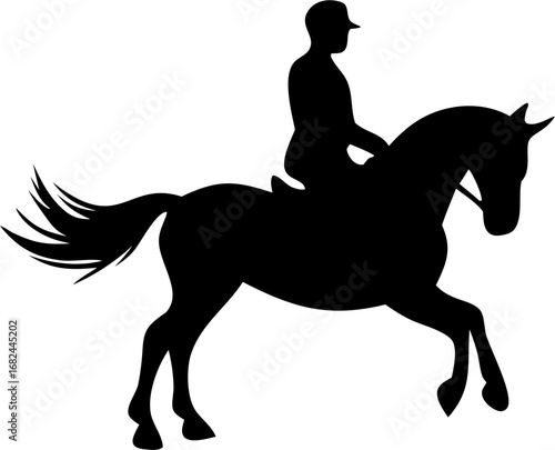 Equestrian Silhouette Vector | Horse Rider Outline | Horseback Riding Sport Design