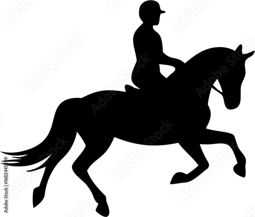 Equestrian Silhouette Vector | Horse Rider Outline | Horseback Riding Sport Design