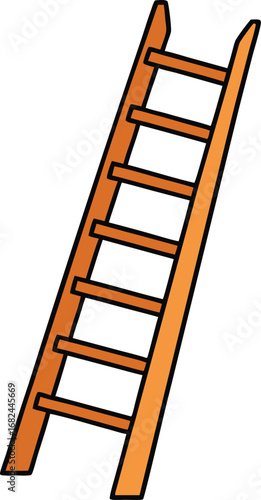 Wooden ladder leaning angled vector illustration for scalable eps graphic design transparent background