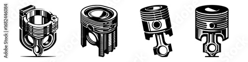 Modern Minimalist Piston Icon, Flat Silhouette of an Automotive Engine Component Vector for Vehicle Illustration Design