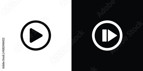 Play and Pause Button Icons in Black and White Representation