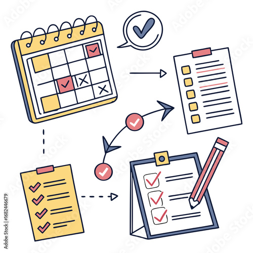 Planning process with checklist and calendar tasks