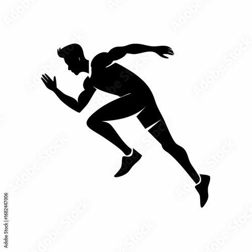 Silhouette of a sprinting athlete in motion, conveying energy and determination