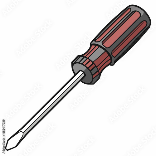 Red and gray handled flat head screwdriver tool hardware