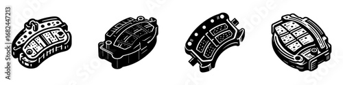 Modern Minimalist Brake Pad Icon, Flat Silhouette of an Automotive Friction Component Vector for Vehicle Illustration Design