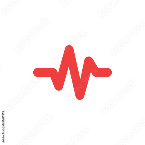 Red Heartbeat Line Graph on White Background Medical Sign, Healthcare Symbol