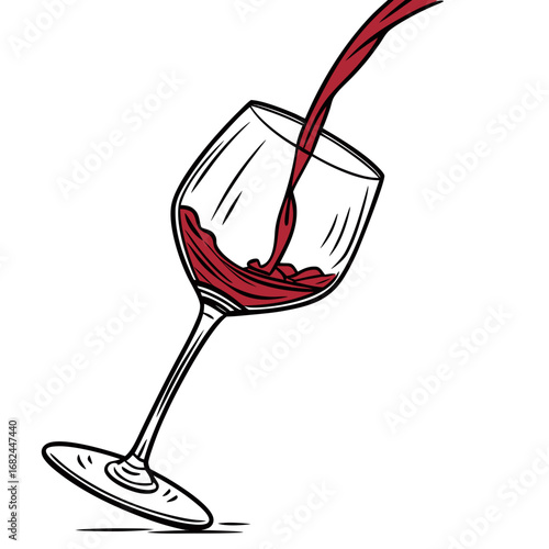 Red wine pouring into a glass beverage