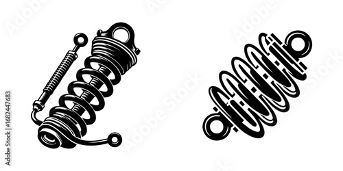 Modern Minimalist Shock Absorber Icon, Flat Silhouette of a Vehicle Suspension Component Vector for Automotive Illustration Design