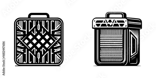 Modern Minimalist Tool Box Icon, Flat Silhouette of a Storage Container Vector for Workshop Illustration Design