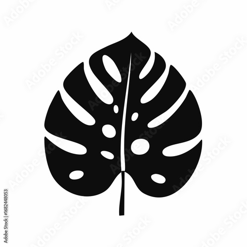 Monstera Deliciosa Leaf Silhouette A Stylized Representation of Tropical Foliage
