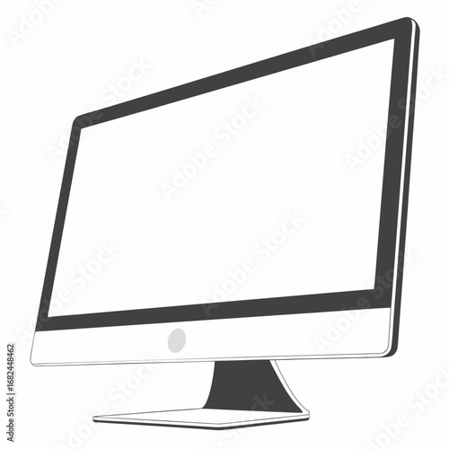 Sleek dark computer screen with white display monitor
