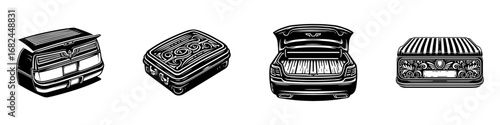 Modern Minimalist Grille Icon, Flat Silhouette of a Vehicle Front Panel Component Vector for Automotive Illustration Design