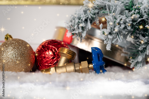 Plumber toolkit Merry Christmas and happy New Year background