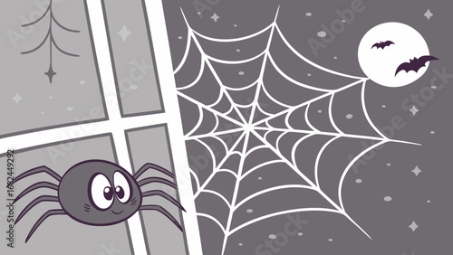 Retro grunge spider web vector illustration for a fun Halloween party background design