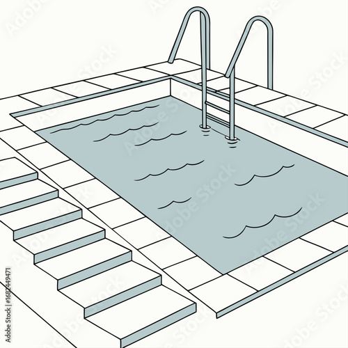 Swimming pool with steps and ladder water poolside