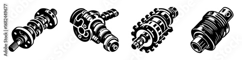 Modern Minimalist Camshaft Sensor Icon, Flat Silhouette of an Automotive Engine Component Vector for Vehicle Illustration Design