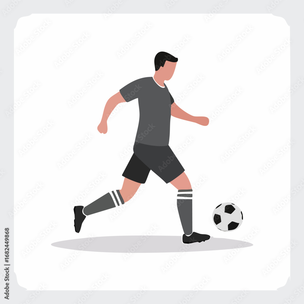 Obraz premium Soccer Player Dribbling, Flat Design